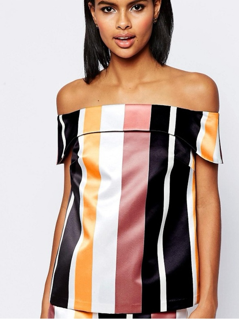 NWOT ASOS satin off-shoulder striped top size US 4 new without tags